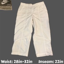 VTG Y2K Nike Womens Athletic Tech Capri Pants Ankle Zip Pockets White Small 4-6