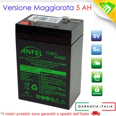ANFEL BATTERIA RICARICABILE AL PIOMBO SKB 6V 4.5A PER LAMPADE D'EMERGENZA