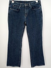 Duluth Trading Co Womens Jeans Mid Rise Med Wash Blue Straight Cut Size 12 x 29