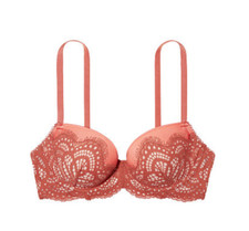 Victoria's Secret Dream Angles Lined Demi Bra Ginger Glaze Lace 32DD NWT