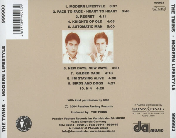 CD The Twins Modern Lifestyle 10 Tr. Album 80s Synth Pop Original Italo Disco - Bild 2 von 2