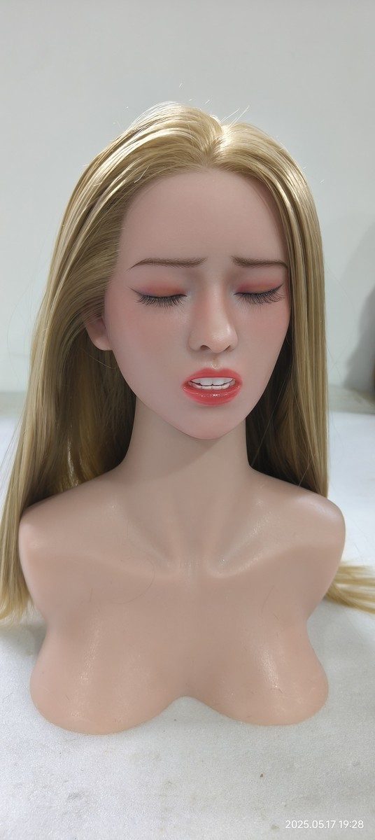 Tête De Poupée Réaliste En Silicone Avec Bouche Fonctionnelle - Mâchoire Mobile, Langue Réaliste, Cheveux Implantés
