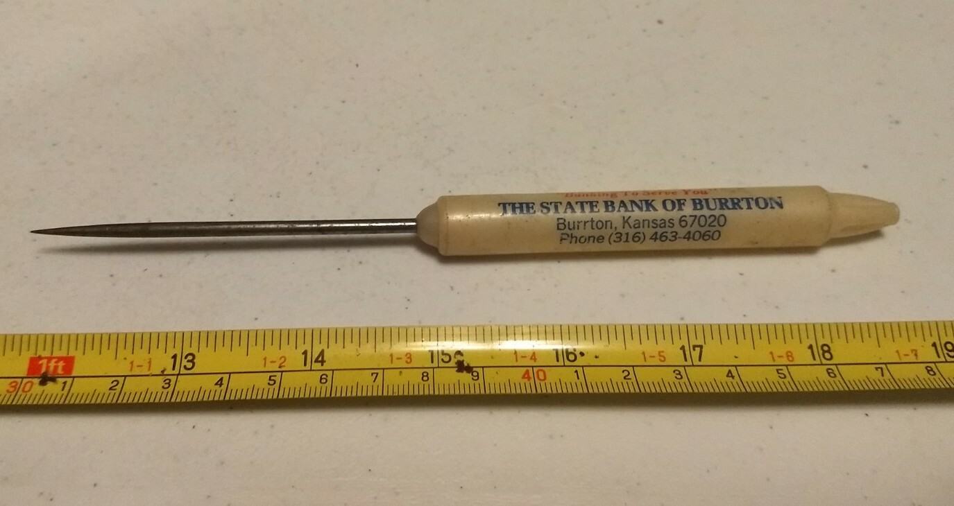 Vintage The State Bank of Burrton Kansas Advertising Ice Pick eBay