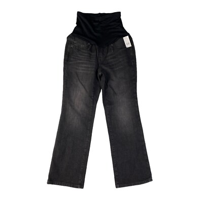 GAP Maternity Black Gray Wash Denim Full Panel Crop Kick Jeans