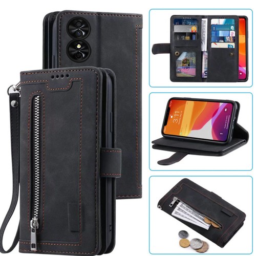 TCL 505 Wallet Case,Leather Zipper Magnetic Flip Card Phone Case For TCL 505 - Picture 6 of 26