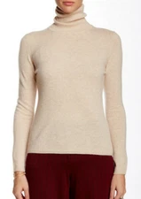 InCashmere Turtleneck Cashmere Sweater Heather Oatmeal XL NWT $238
