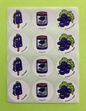 1980 s Vintage Scratch N Sniff Grape Scent 12 Sticker Sheet Rare