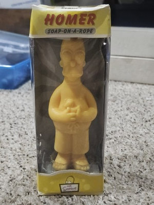 #ad Vintage The Simpsons Homer Simpson Soap on A Rope 2003 Bubbletown Yellow Novelty $5.00