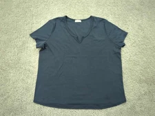 Frankee & Skylarr T Shirt Womens 3X PLUS Blue Short Sleeve V-Neck Casual