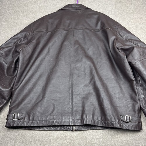 Vintage Y2K GAP Lederjacke Herren XXL braun distressed Reißverschluss gesteppt gefüttert 2000 - Bild 3 von 24