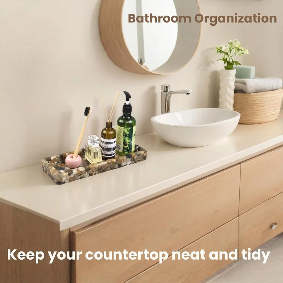 Stone Vanity Tray for Bathroom Decor, Decorative Tray, Mixed Colors  - Image 2 of 4