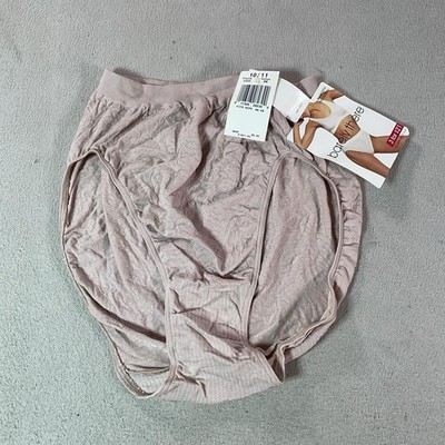 Barely There Briefs Panties Womens Size 10-12 Pink Seamless Microfiber Hi Cut