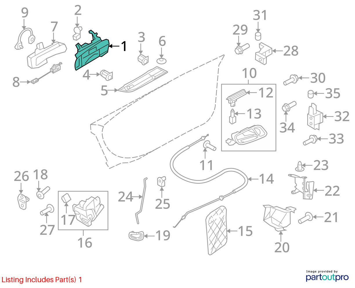 2008-2015 AUDI R8 TYPE 42 OEM FRONT RIGHT OUTSIDE DOOR HANDLE *TABS* 420837208A