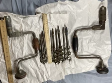 VTG Dunlap 14" Wood Hand Drill, Un branded VTG Hand drill Lot bits Craftsman etc