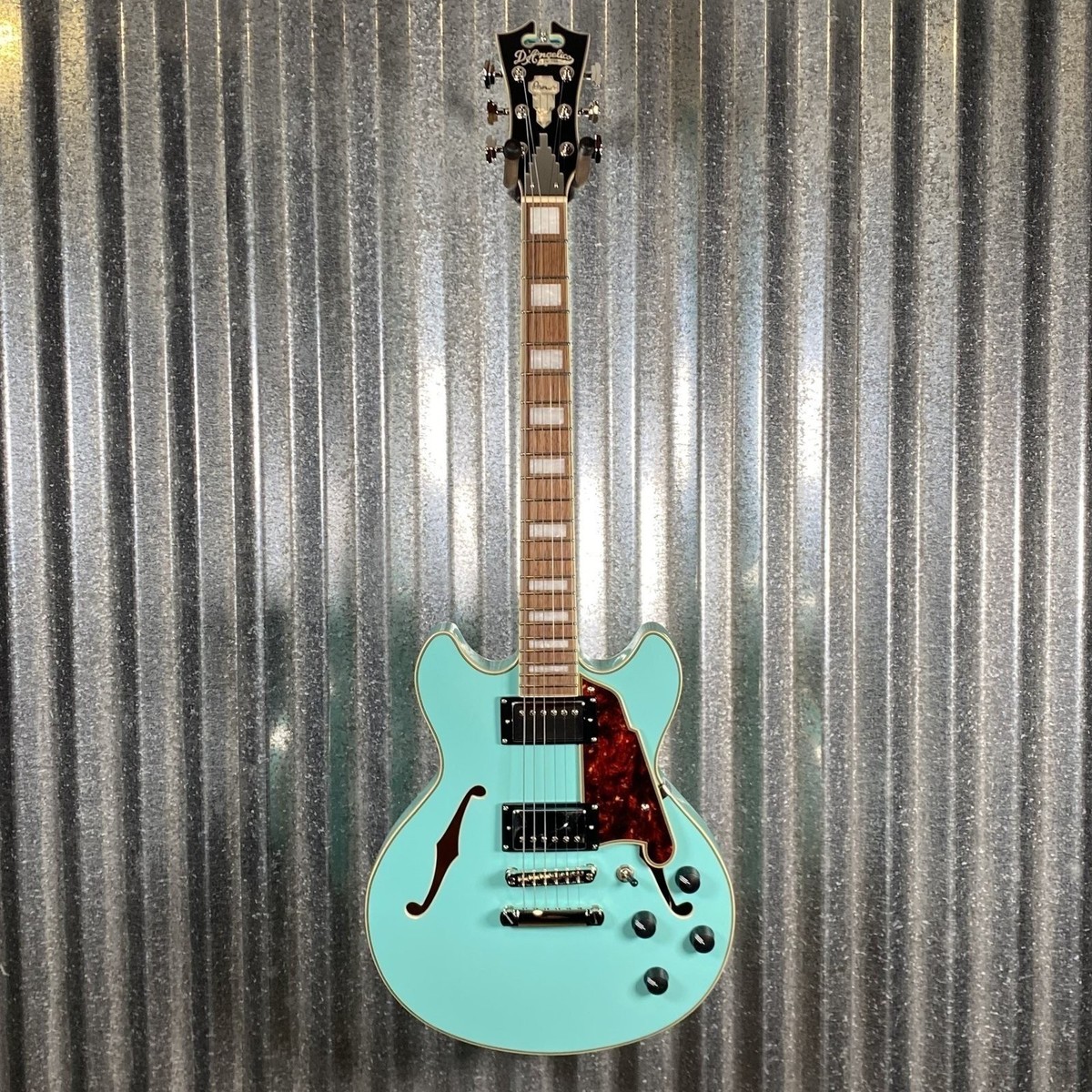 D'Angelico Premier Mini DC Semi Hollow Body Surf Green Tortoise