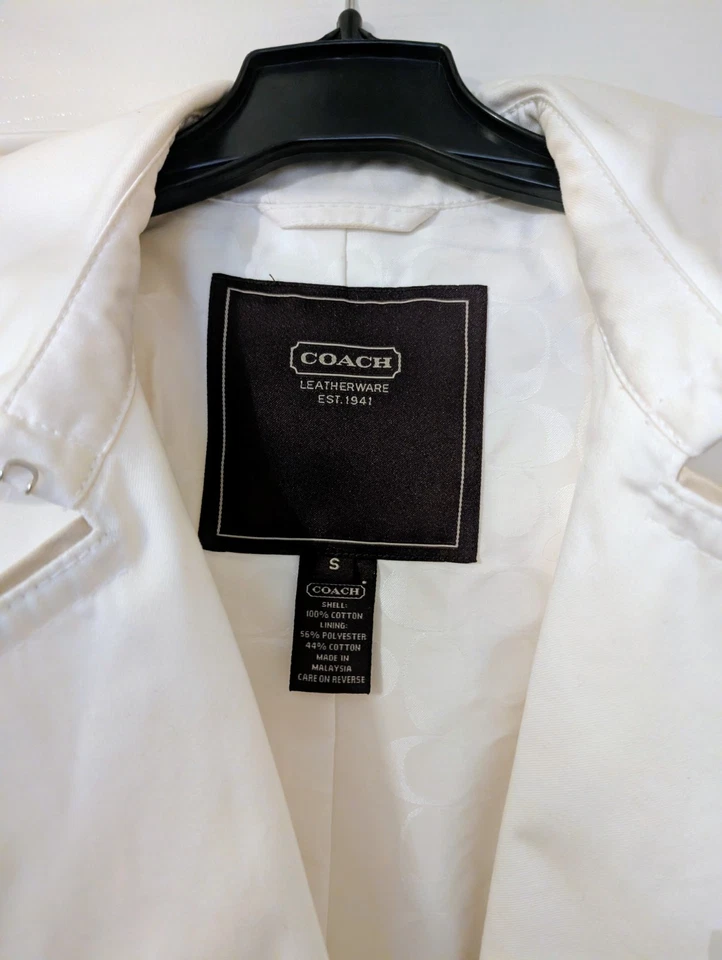 COACH GABARDINA MUJER DOBLE BOTONADURA Chaqueta Ligera Marfil Talla S Foto 4 de 4