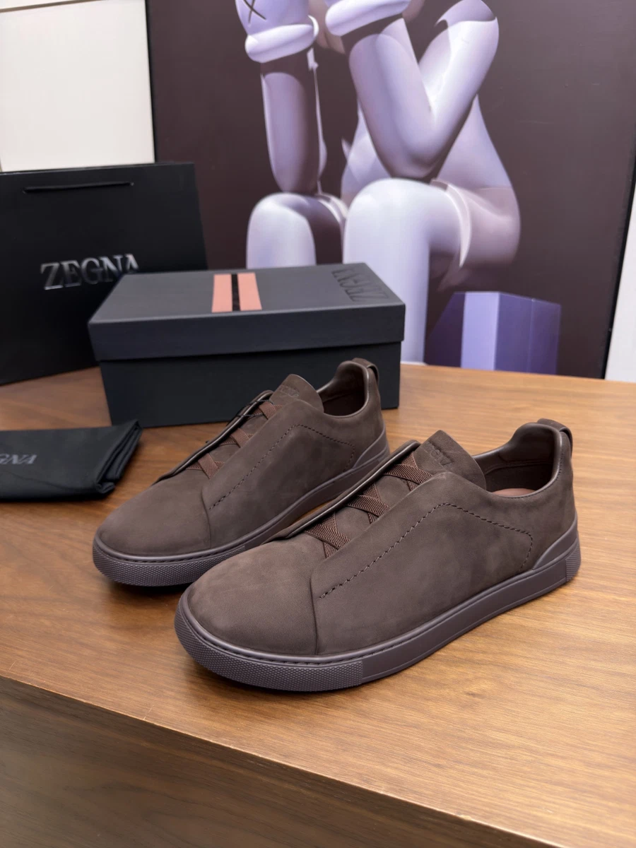 Brown Leather Upper Casual Ermenegildo Zegna Shoes for Men for