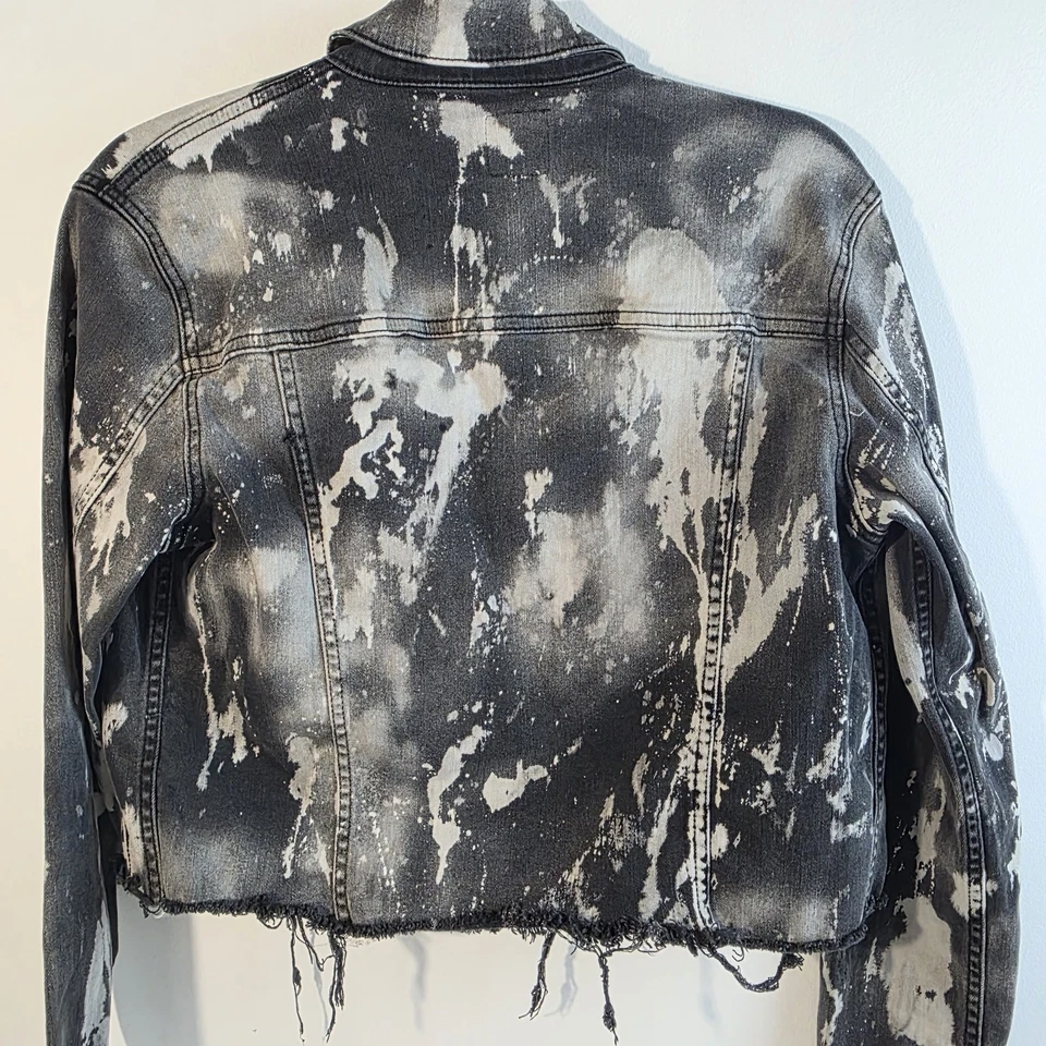 Joes 牛仔裤黑色牛仔短牛仔裤夹克朋克 Goth 尺寸 M 破坏漂白 — 第 4/4 张图片