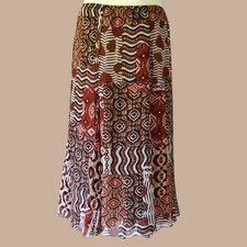 Ruby Road Elastic Waist Long Maxi Skirt Abstract Tribal Boho Earthtones Plus 16
