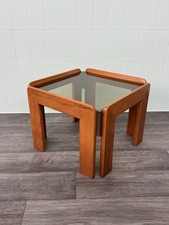 Tavolino anni 70 Nello Stile Di Afra E Tobia Scarpa In Legno E Vetro Fumè