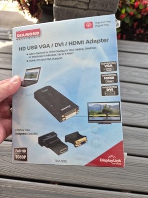 Diamond Multimedia BVU165 Full HD 1080P USB 2.0 VGA/DVI/HDMI Adapter new
