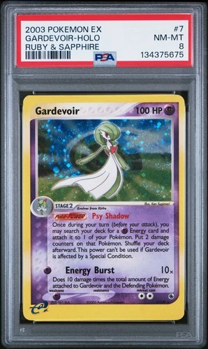 2003 POKEMON EX RUBY & SAPPHIRE #7 GARDEVOIR-HOLO PSA 8