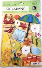 Water Fun Beach Citronella Sandcastle Surfboard Bikini K&Company Stickers