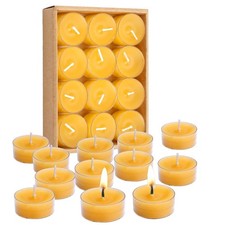 12pcs Natural Beeswax Tealight Candles Handmade Candles, Yellow
