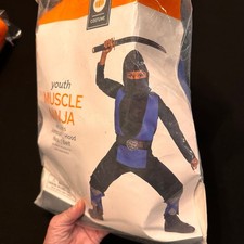 Fun World Complete Blue Ninja Costume sz Large 12-14 Halloween Dress Up