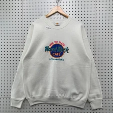 Vintage Hard Rock Cafe Los Angeles Sweatshirt Mens XL White Save The Planet USA