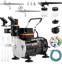 VEVOR Airbrush Kit Dual Action Air Brush Compressor 0.2/0.3/0.8mm Spray Gun