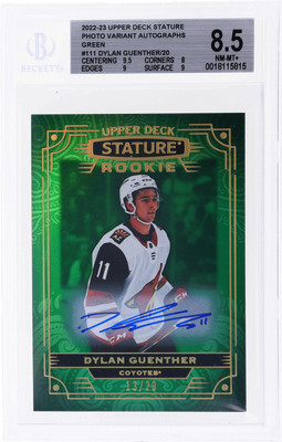 2022 Upper Deck Stature Dylan Guenther /20 BGS 8.5 Rookie RC
