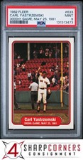 1982 FLEER #633 CARL YASTRZEMSKI HOF 3000th GAME MAY 25 1981 PSA 9