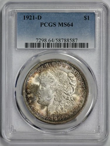 1921-D Morgan Silver Dollar PCGS MS 64