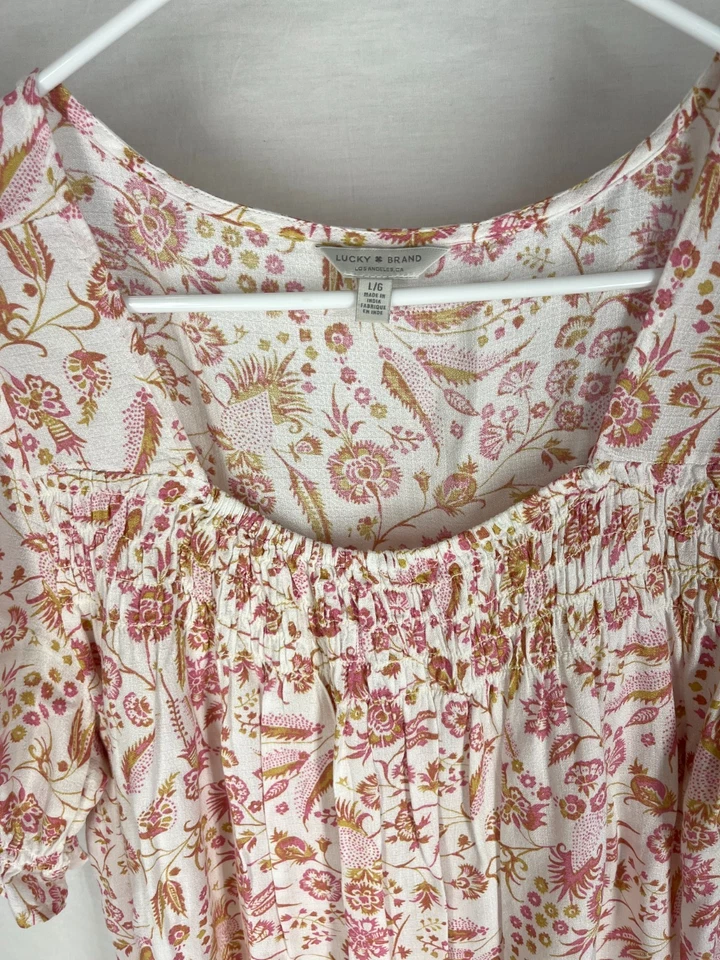 Blusa LUCKY BRAND Top Grande Calada Boho Popover Ditzy Boho Primavera Verano Foto 4 de 4