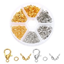 370Pcs Jewelry Making Kit, Lobster Clasps and Other Accessories, Gold Silver