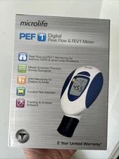 Microlife PEF 1 Digital Peak Flow & FEV1 Meter Spirometer Asthma COPD Lung Open