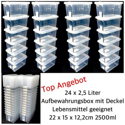 Aufbewahrungsbox mit Deckel 24 x 2,5 Liter Kunststoffbox Plastikbox Box 2500ml