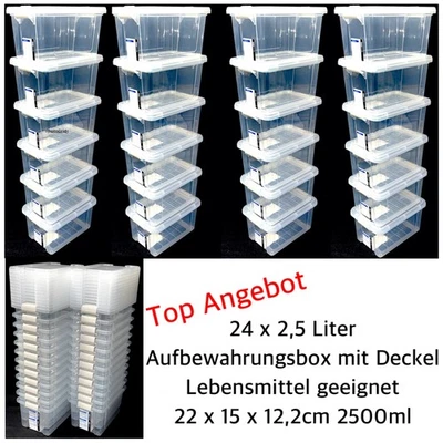 Aufbewahrungsbox mit Deckel 24 x 2,5 Liter Kunststoffbox Plastikbox Box 2500ml - Bild 1 von 4