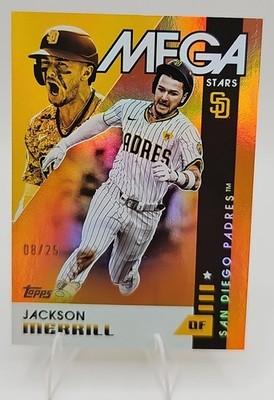 2025 Topps Jackson Merrill Mega Stars Orange Foilboard /25 San Diego Padres