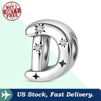 KUNSIR 925 Sterling Silver Letter D Charm For Bracelet Or Necklace Pendant Charm