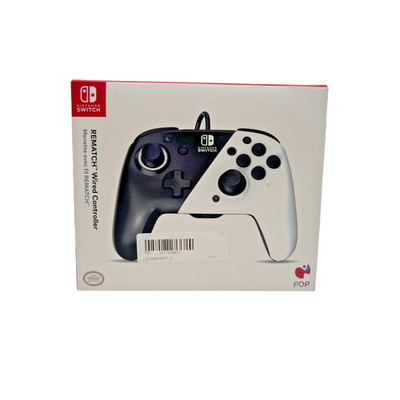 PDP Rematch Black & White Wired Nintendo Switch Controller USB Gaming 3m Audio