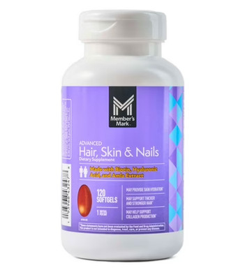 Member's Mark Advanced Hair Skin Nails Supplement 120 Softgels