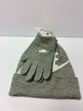 Nike Youth Hat  Gloves Set  Gray  White  Beanie  Size 8/20