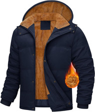 Giacca Invernale Uomo Calda Giubbotto in Pile Media Lunghezza Parka Con Cappucci