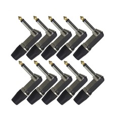10 Pcs 1/4" Mono Male Right Angle 90 Degree Guitar Audio 6.35mm Connector Plug b
