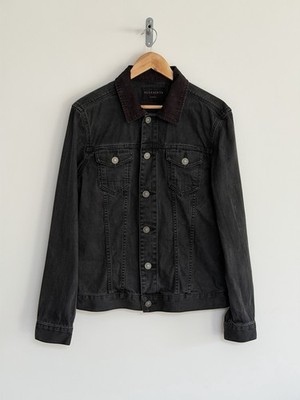 Allsaints Jeansjacke Trucker Shacket Cordkragen Bond Washed Schwarz Large