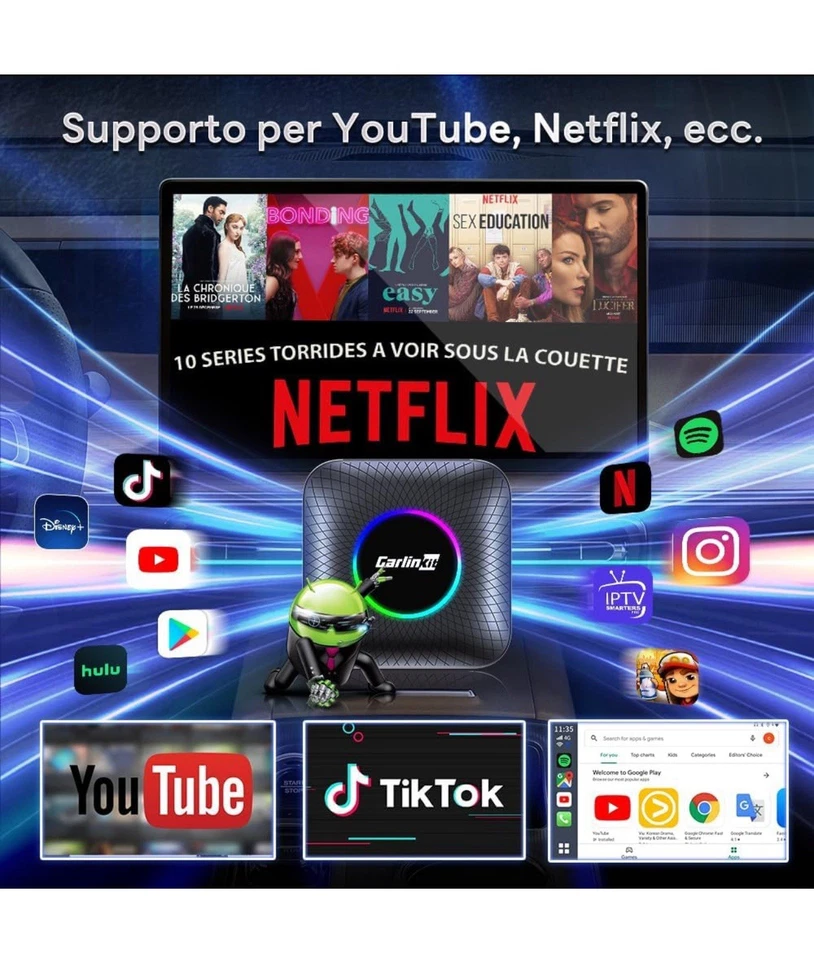 ✅CarlinKit AI Box LED Android 13 con YouTube, TV,Netflix e CarPlay Wireless ✅ - Immagine 3 di 4