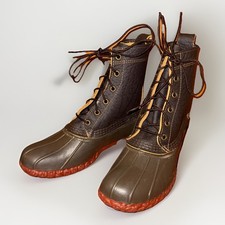 mint, rare LL Bean 8" Boots - pebbled leather uppers, red soles - Women's 7 M