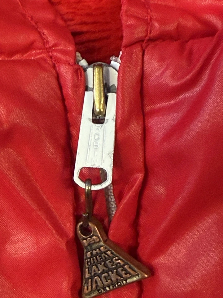 Chaqueta de Colección Años 60/70 Grandes Lagos Mopar Rojo Rayas Manga Grande Pila Profunda Foto 3 de 4